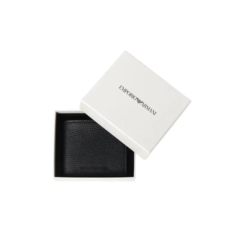 EMPORIO ARMANI Leather 3 in 1 Card Holder Wallet Men's Pure Black-5