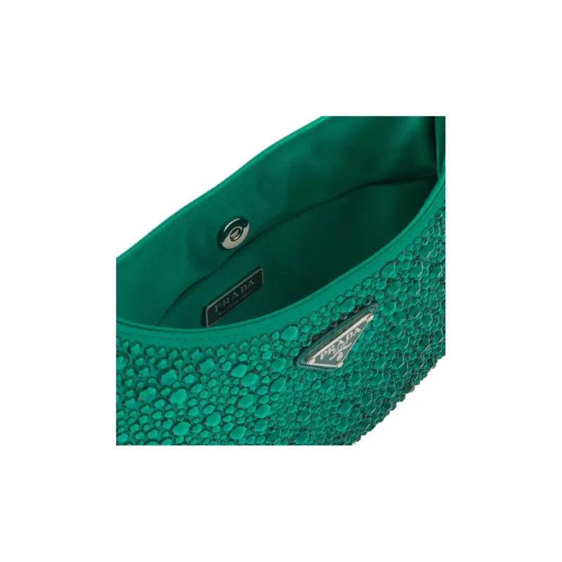 PRADA Cleo Fabric Handbag, Shoulder Bag Women's Green-5