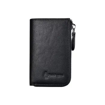 Hush Puppies Cow Leather Vegetable Tanned Card Holder Key Pouch Regular Men's Black