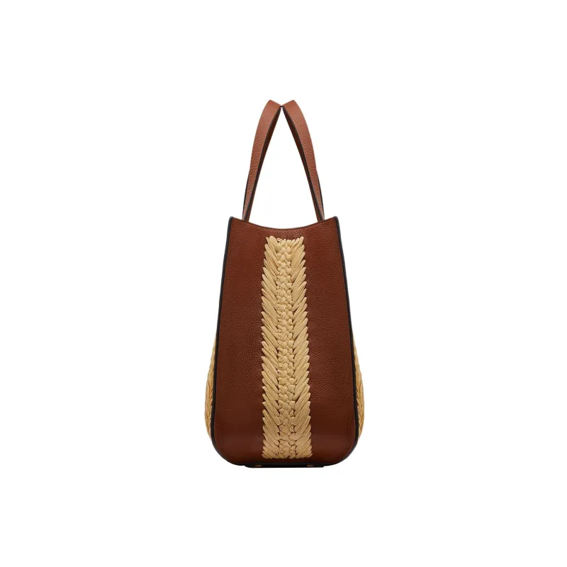 Valentino GARAVANIVlogo Raffia With Leather Handbag Women's Brown/Beige-2