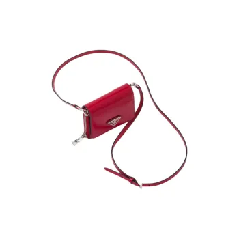 PRADA Shiny Leather Card Holder Women's Red