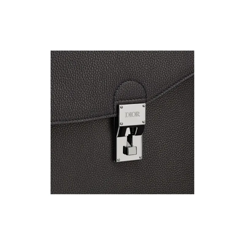 DIOR Cow Leather Briefcase, Handbag Large Size Men's Black-4
