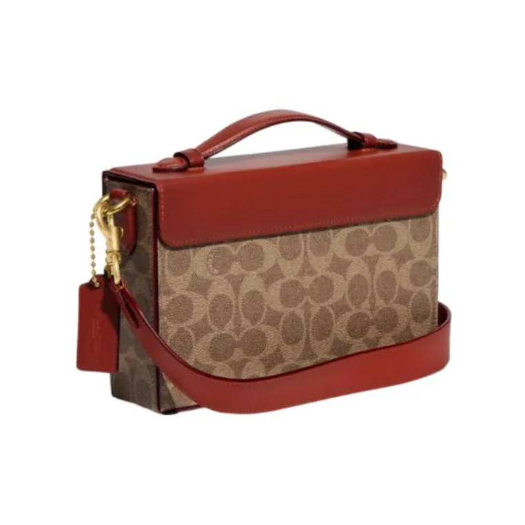 COACH Tabby PVC Small Square Bag, Crossbody Bag, Shoulder Bag, Handbag Medium Size Women's Red & Brown Monogram-1