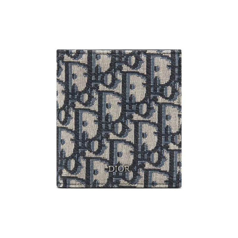 DIOR Jacquard Fabric Wallet Men's Beige/Black-0