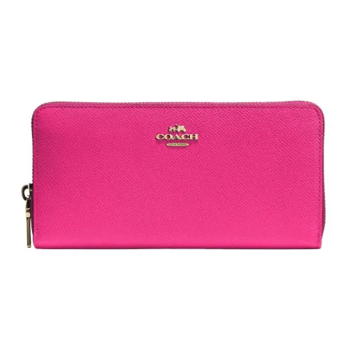 COACH Accordion Zip Leather Card Holder Wallet Women's Purple