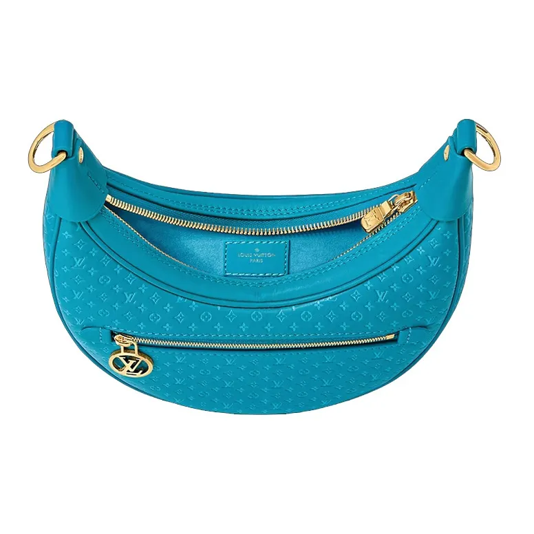 LOUIS VUITTON Loop Monogram All Over Print With Cow Leather Crescent Bag, Handbag, Shoulder Bag Women's Blue-2