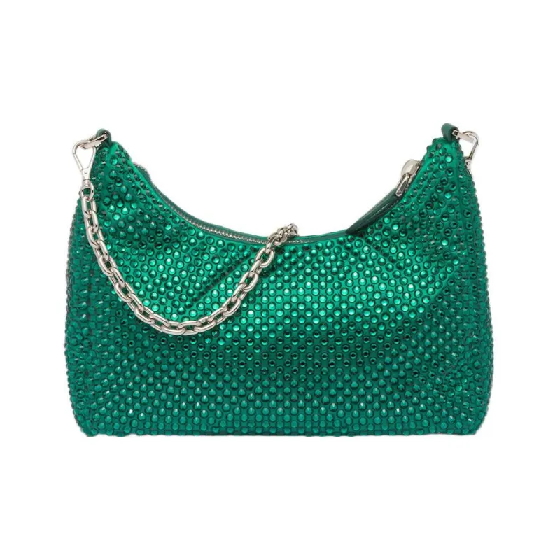 PRADA Re Edition 2005 Satin Bag With Crystals Mango-2