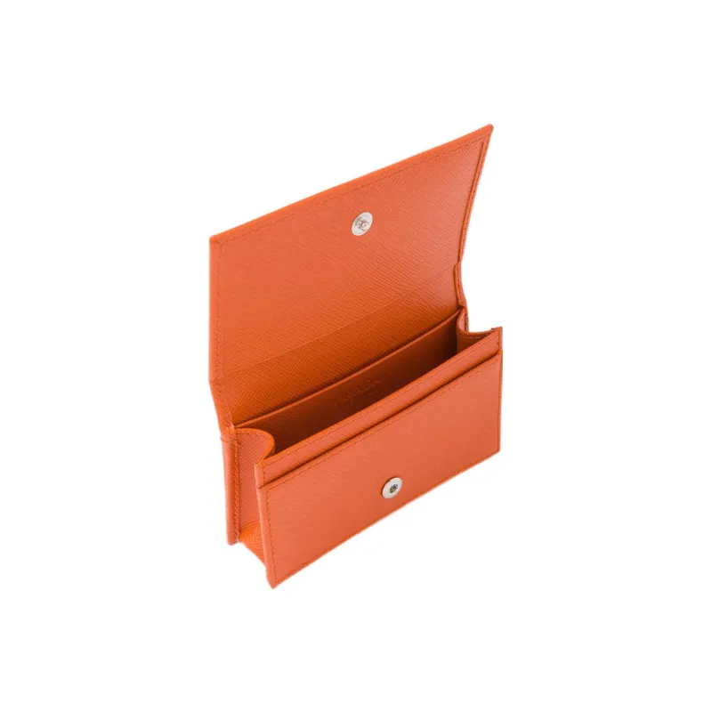 PRADA Saffiano Leather Card Clip Card Holder Wallets Men's Orange-2