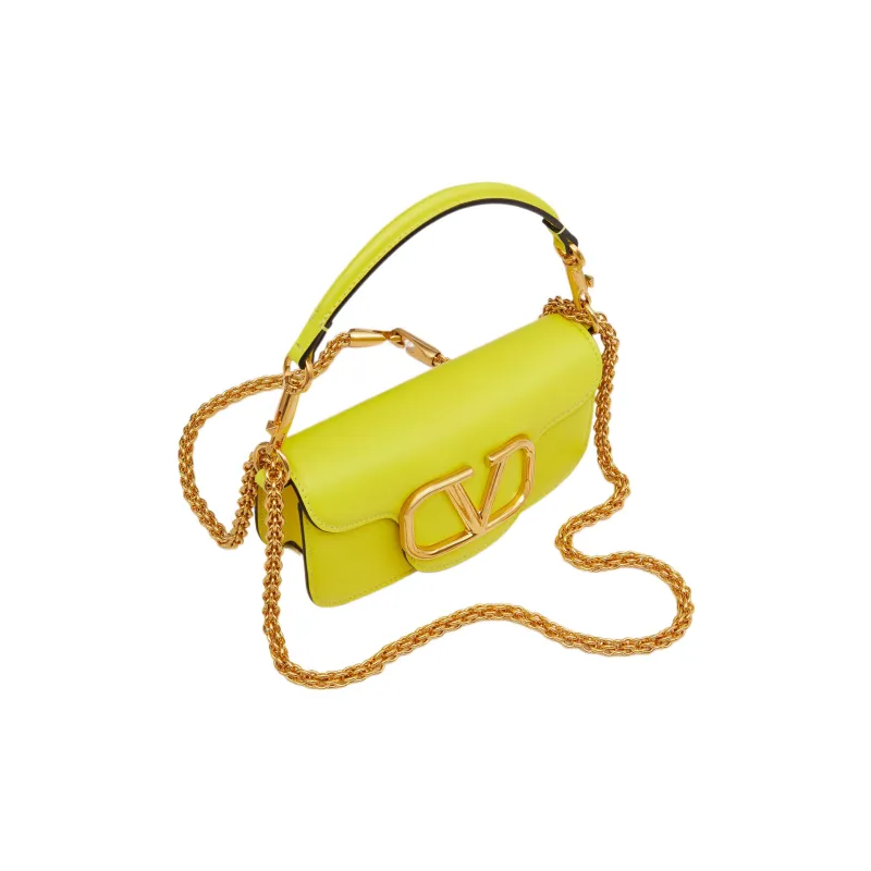 Valentino Locò Calfskin Shoulder Bag Crossbody Bag Handbag Mini Women's Yellow-7