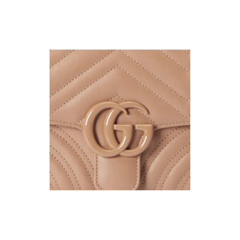 GUCCI Marmont Leather Tofu Bag Messenger Bag Portable Crossbody Bag Shoulder Bag Women's Light Milk Tea-8