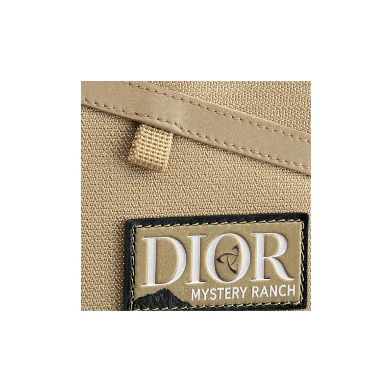 DIOR MYSTERY RANCH Collaboration Embossed Leather Patch Nylon Card Holder Wallet Men's Beige-4