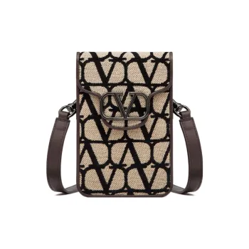 Valentino Canvas Bag, Shoulder Bag, Crossbody Bag Mini Men's Beige/Black