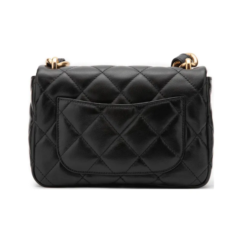 CHANEL Lambskin Flap Bag Handbag, Shoulder Bag, Crossbody Bag Trumpets Women's Black-4