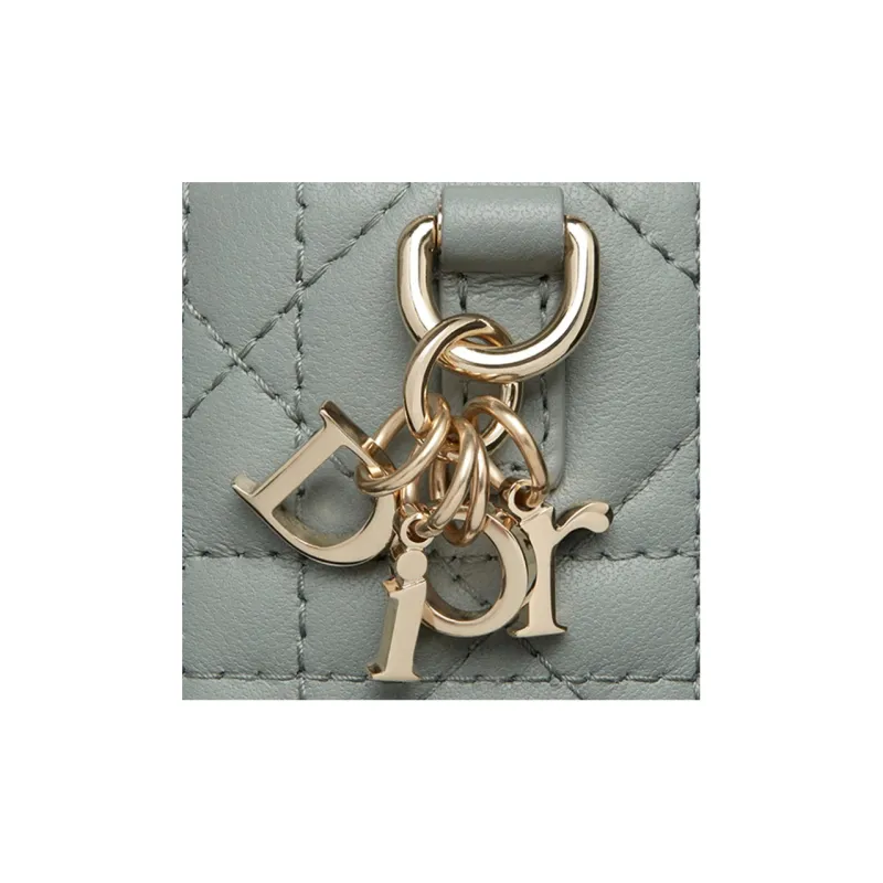 DIOR Lambskin Box Bag, Shoulder Bag, Crossbody Bag, Handbag, Makeup Bag Micro Women's Gray-4