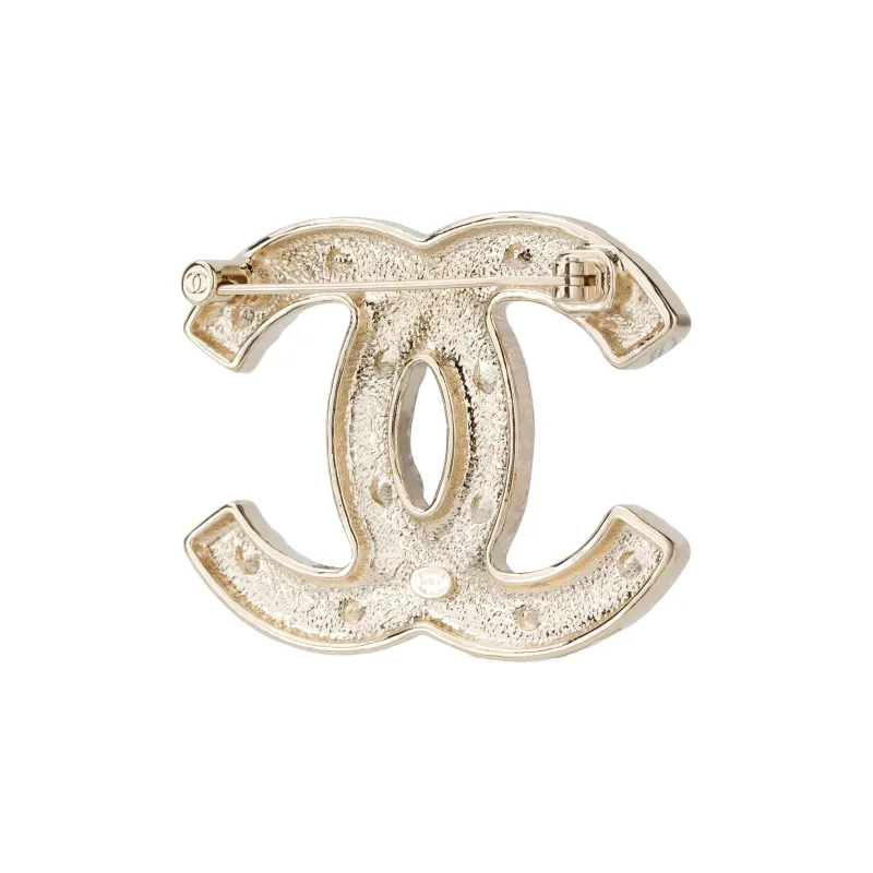 CHANEL Double C Brooches Women's Gold-2