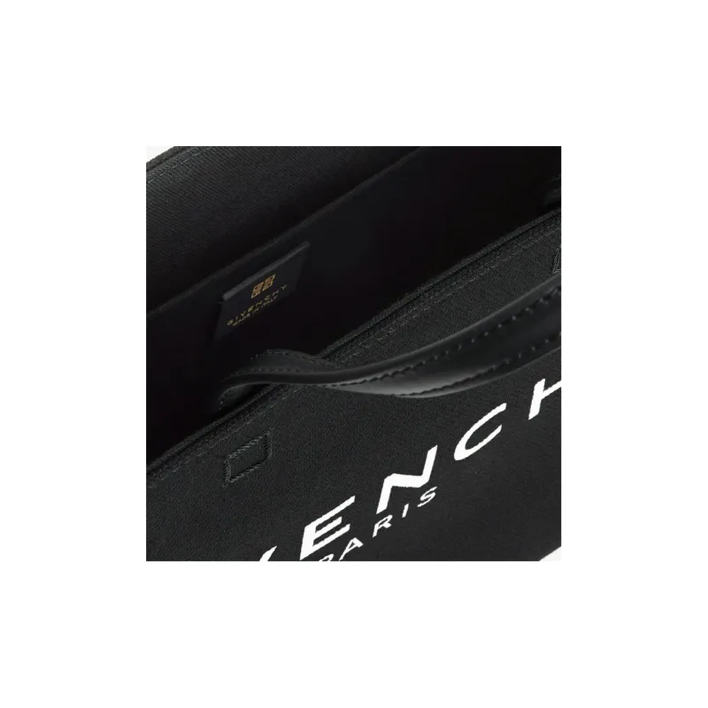 GIVENCHY Washed Cotton Canvas Tote Bag, Shopping Bag, Canvas Bag, Handbag Small Size Women's Black-4