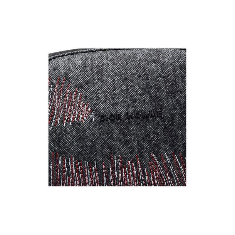 DIOR Fabric Shoulder Bag Large Size Men's Black Base Gray-6