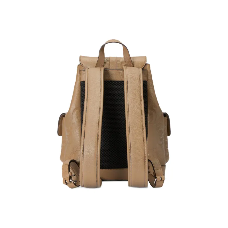 GUCCI Leather Backpack Small Size Men's Taupe-2