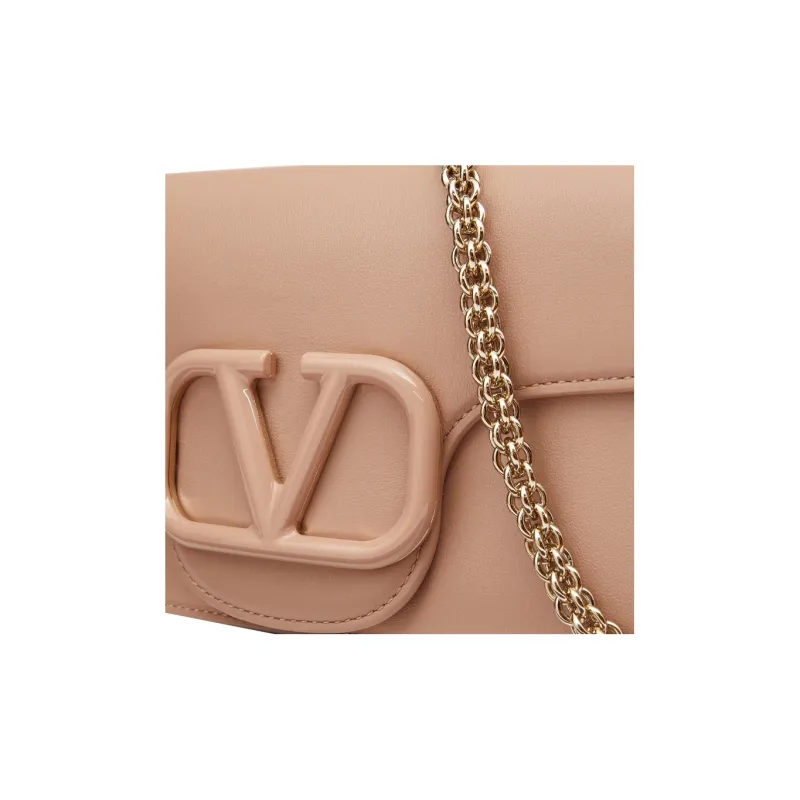 Valentino Locò Calfskin Baguette Bag Handbag, Crossbody Bag, Shoulder Bag Women's Rose Pink-4