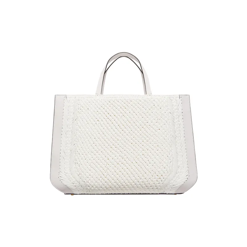 Valentino GARAVANIVlogo Raffia With Leather Handbag Women's White-3