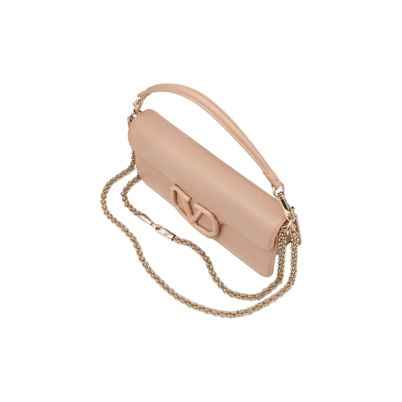 Valentino Locò Calfskin Baguette Bag Handbag, Crossbody Bag, Shoulder Bag Women's Rose Pink-3
