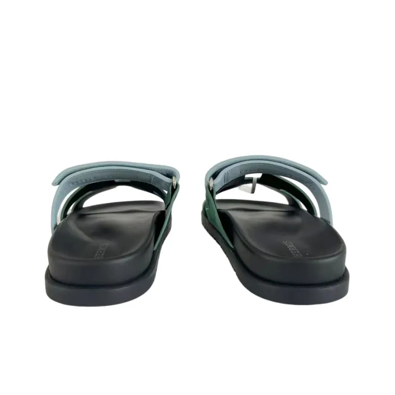 HERMES Chypre Slide Slippers Women's Green-4