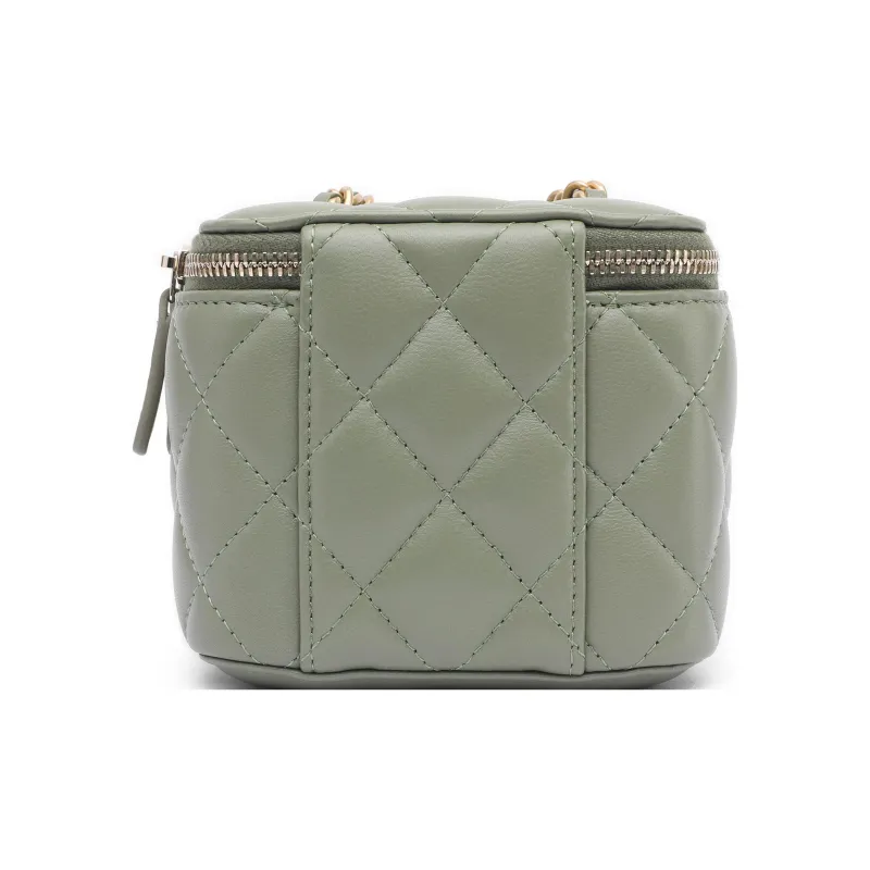 CHANEL Little Golden Ball Leather Box Bag, Makeup Bag, Shoulder Bag, Crossbody Bag Women's Green-4
