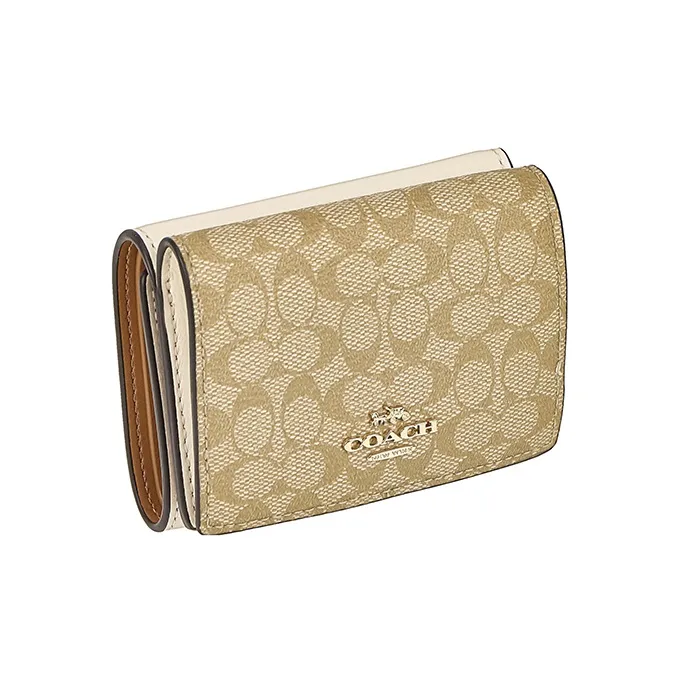 COACH PVC Coated Canvas With Leather Wallet Women's Ecru/Light Brown-0
