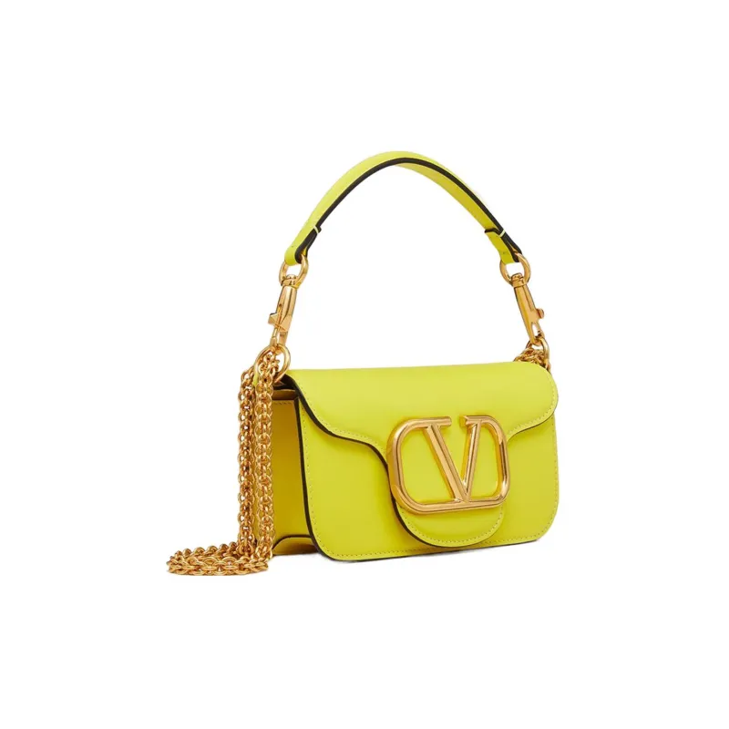 Valentino Locò Calfskin Shoulder Bag Crossbody Bag Handbag Mini Women's Yellow-3