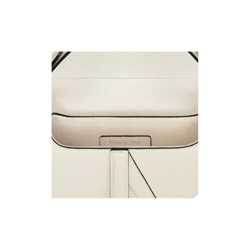 DIOR Saddle Grained Calfskin Saddle Bags One Shoulder Handbags Mini Women's Milk White-4
