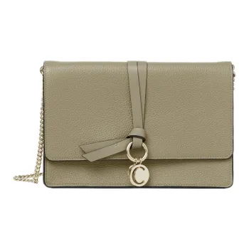 Chloe Alphabet Shiny Calfskin Clutches Shoulder Bag Crossbody Bag Mini Women's Slate Green
