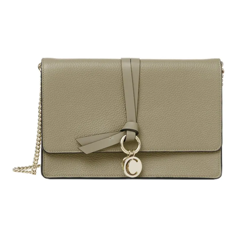 Chloe Alphabet Shiny Calfskin Clutches Shoulder Bag Crossbody Bag Mini Women's Slate Green-0