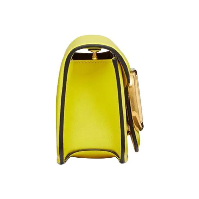 Valentino Locò Calfskin Shoulder Bag Crossbody Bag Handbag Mini Women's Yellow-4