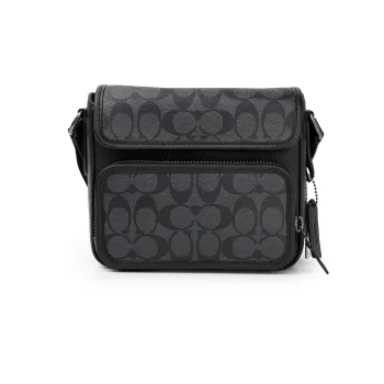 COACH Sullivan Cow Leather Patchwork Messenger Bag Crossbody Bag Shoulder Bag Medium Size Men's Black