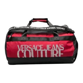 VERSACE JEANS COUTURE Fabric Handbag Shoulder Bag Crossbody Bag Travel Bag Men's Black Red Multicolor