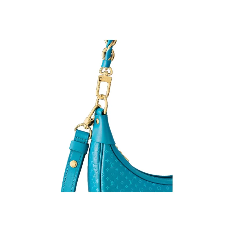 LOUIS VUITTON Loop Monogram All Over Print With Cow Leather Crescent Bag, Handbag, Shoulder Bag Women's Blue-3