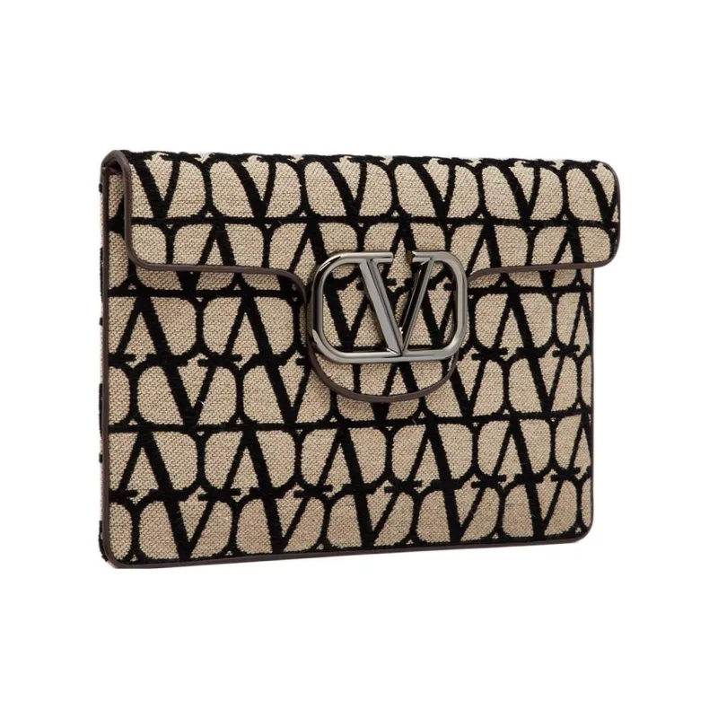 Valentino Canvas Bag Clutch Regular Men's Beige/Black-1