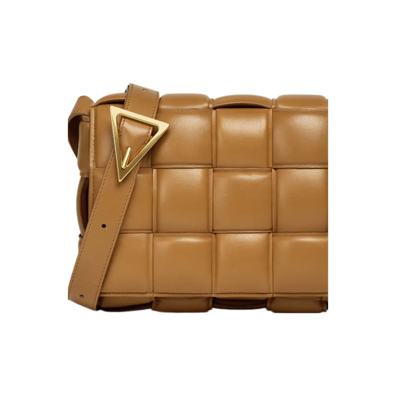 Bottega Veneta Padded Intreccio Cassette Crossbody Bag Caramel-4