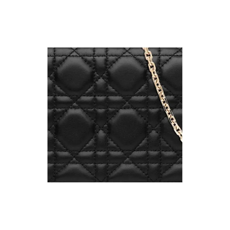 DIOR Lambskin Clutch, Shoulder Bag, Crossbody Bag Small Size Women's Black-5