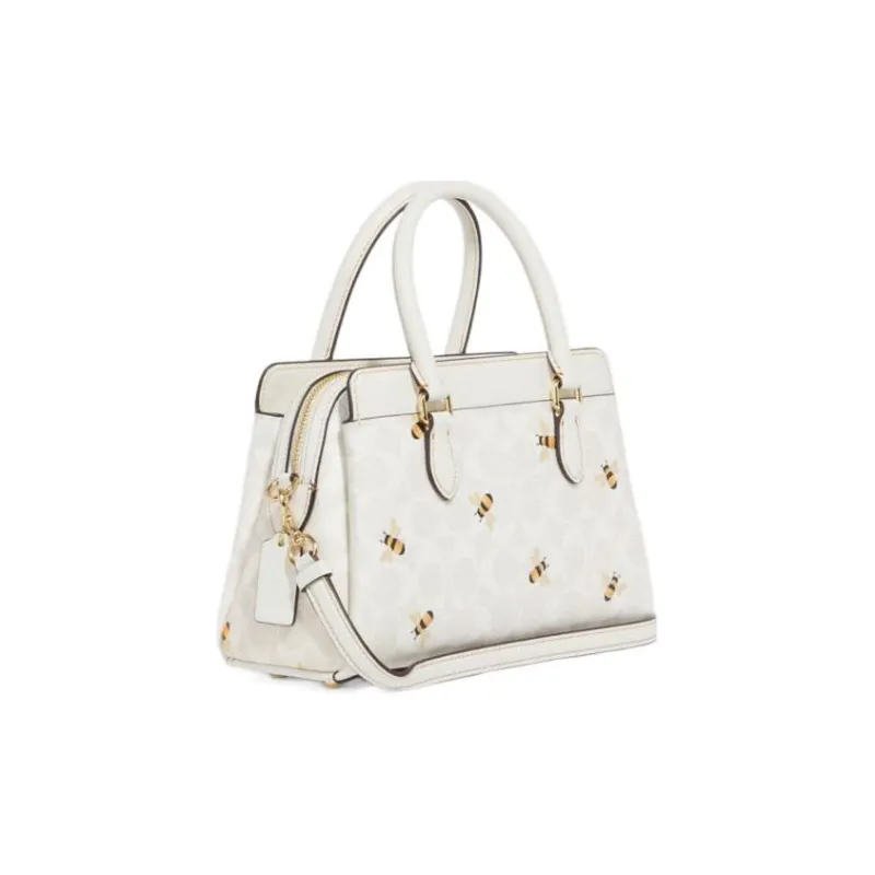 COACH Darcie Coated Canvas With Smooth Leather Shoulder Bag, Crossbody Bag, Handbag Medium Size Women's White-1