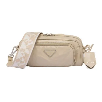 PRADA Nappa Leather Crossbody Bag Shoulder Bag Women's Beige