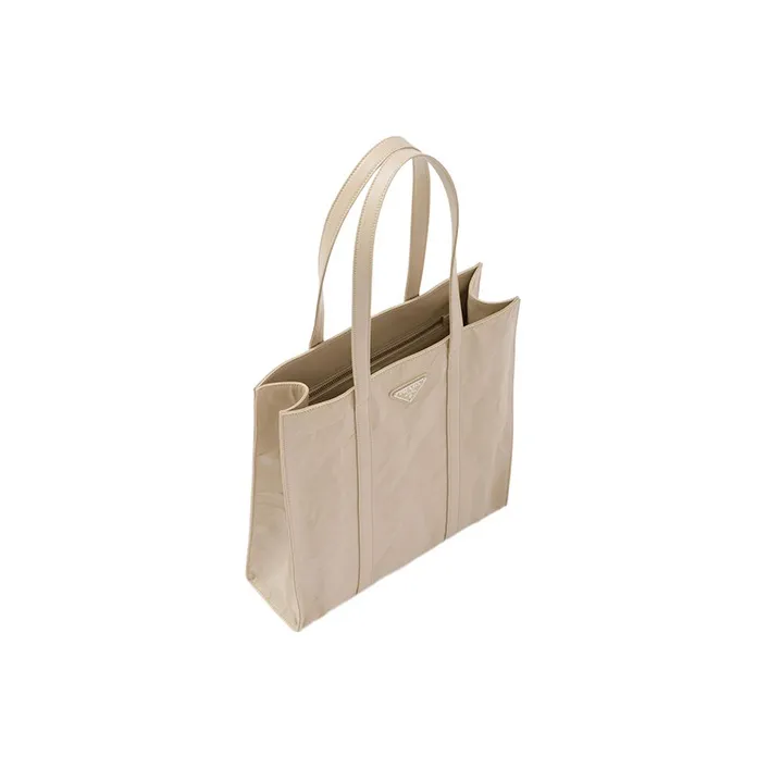 PRADA Nappa Leather Tote Bag Shopping Bag Handbag Small Size Women's Beige-2