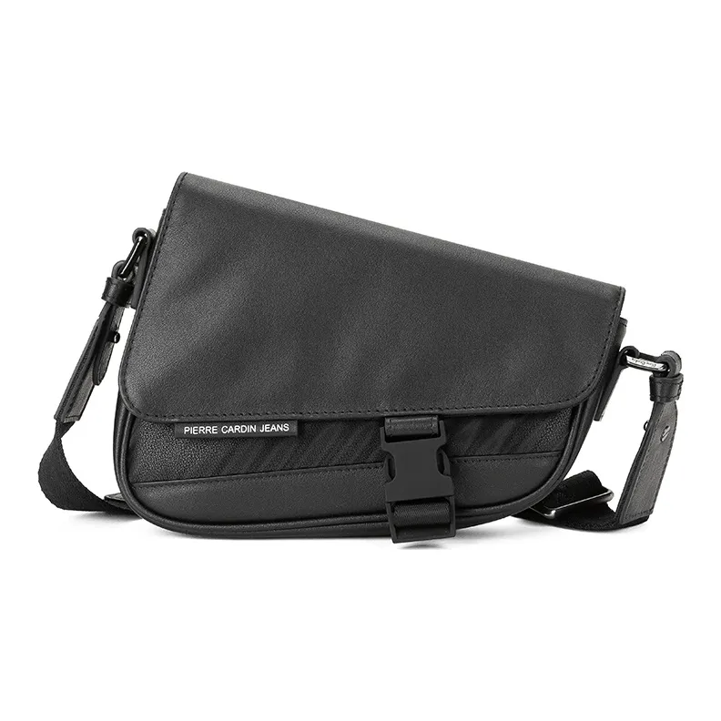 PIERRE CARDIN Cow Leather Shoulder Bag, Backpack, Crossbody Bag Trumpets Black-4