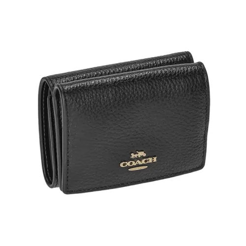 COACH Wallet Pebbled Leather Wallet Unisex Black