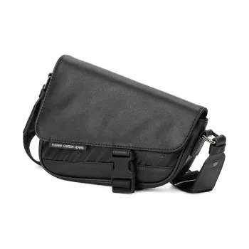 PIERRE CARDIN Cow Leather Shoulder Bag, Backpack, Crossbody Bag Trumpets Black