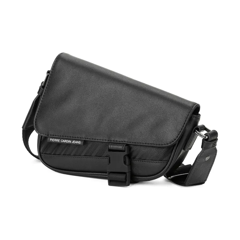 PIERRE CARDIN Cow Leather Shoulder Bag, Backpack, Crossbody Bag Trumpets Black-0