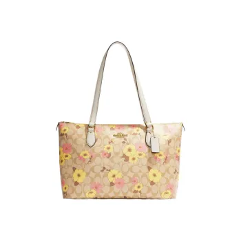 COACH Gallery Patchwork Cow Leather Tote Bag Shopping Bag Shoulder Bag Handbag Large Size Women's Khaki