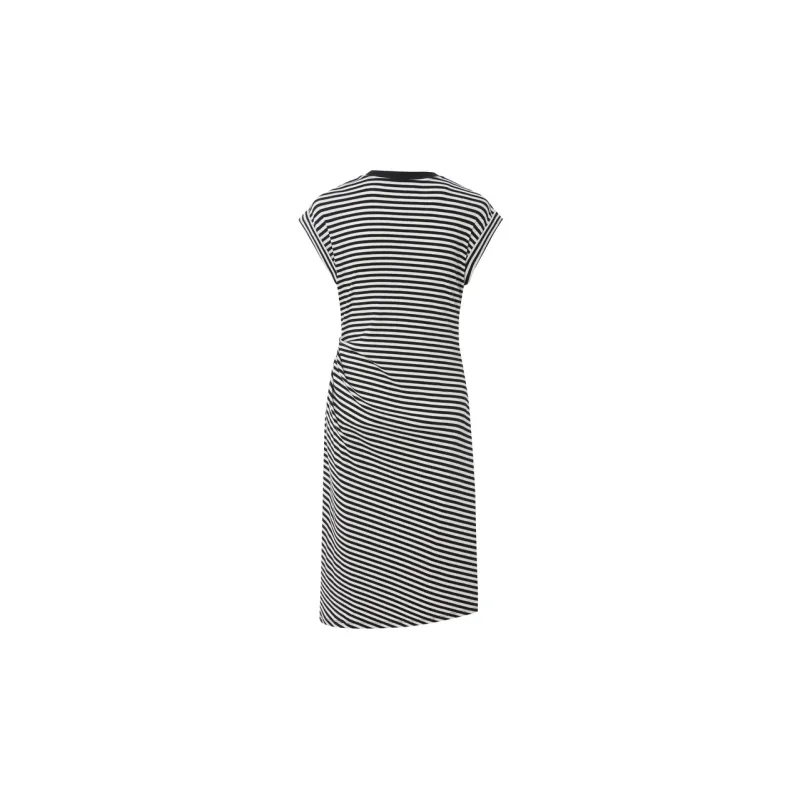 MO&CO Short Sleeved Dresses Women's Black White Stripes-1