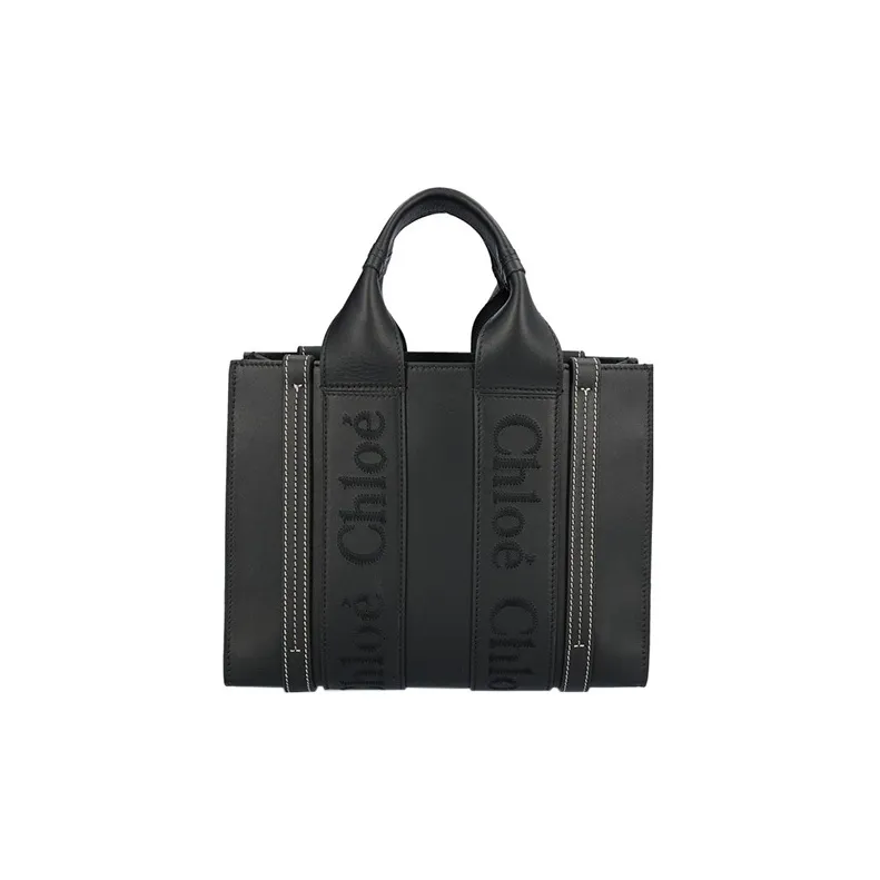 Chloe Woody Calfskin Shoulder Bag, Crossbody Bag, Handbag Trumpets Women's Black-0