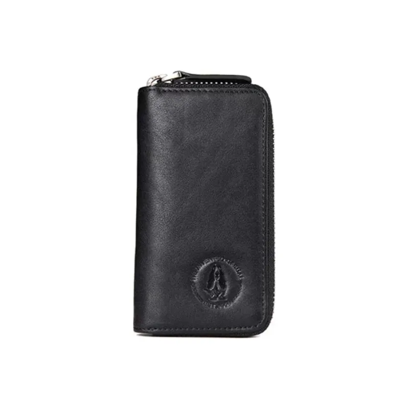 Hush Puppies Cow Leather Vegetable Tanned Card Holder Key Pouch Regular Men's Black-4